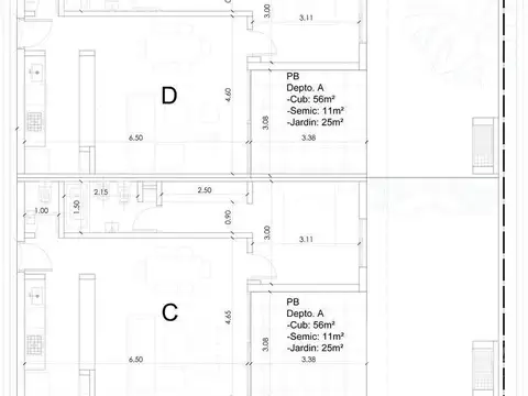 Departamento 2 ambientes con 1 baño