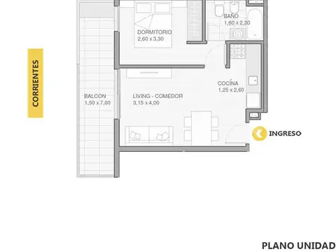 Venta departamento 1 dormitorio Rosario Abasto