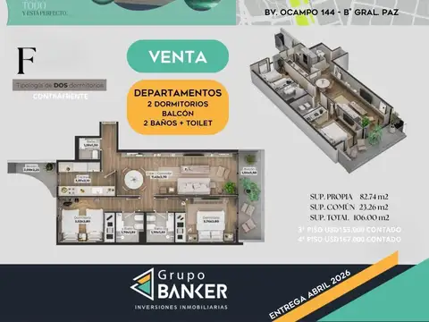 Departamento en Venta de 2 dormitorios