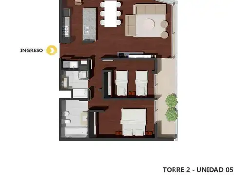 Departamento 2 dormitorios en venta - Pichincha