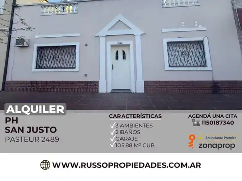 Alquiler Departamento tipo PH 3 Ambientes - San Justo