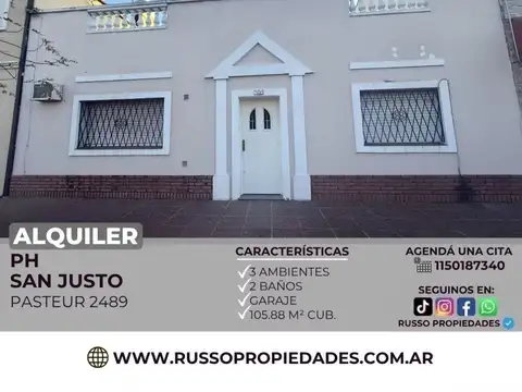 Alquiler Departamento tipo PH 3 Ambientes - San Justo