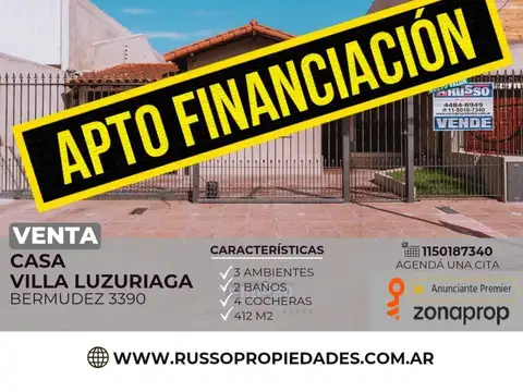 Venta Casa 3 Ambientes Villa Luzuriaga