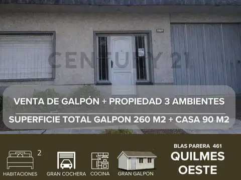 VENTA GALPON CON VIVIENDA QUILMES OESTE