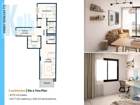 Departamento en Venta de 1 dormitorio