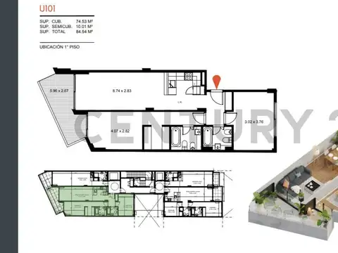 Departamento en Venta de 3 ambientes