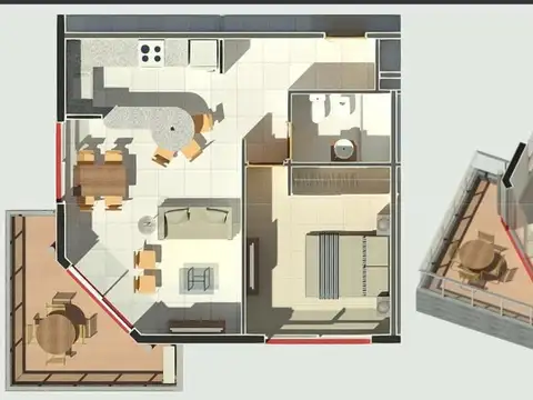 Departamento en Venta de 1 dormitorio