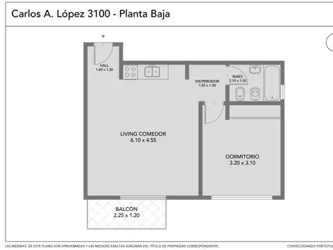 Departamento en Venta de 1 dormitorio