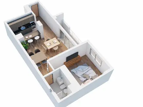 Departamento Monoambiente con 1 baño