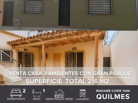 VENTA CASA 3 AMBIENTES-QUILMES OESTE