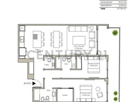 Departamento en Venta de 3 ambientes