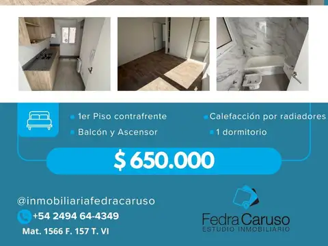 Moderno departamento de 1 dormitorio con cochera y balcón