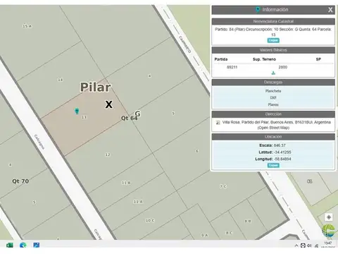 Terreno en Venta en Pilar, USD 224.000