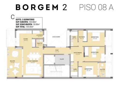 Departamento 4 ambientes con 3 baños