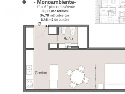 Departamento en Venta de Monoambiente
