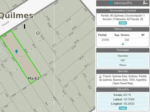 VENTA TERRENO QUILMES ESTE