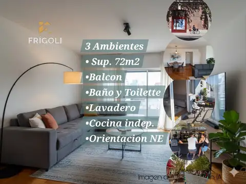 Departamento 4 amb 72m2 + baulera en esquina, orientación Norte – Villa Crespo / Palermo