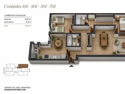 Departamento en Venta de 3 ambientes