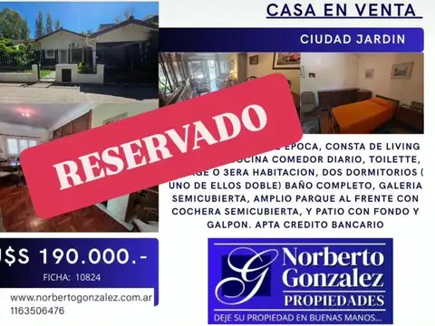 En Venta en Ciudad Jardin Chalet 4 Ambientes 2 Baños Cochera F: 10824
