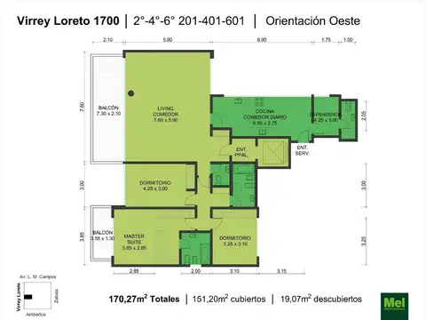Virrey Loreto 1700, Piso 2