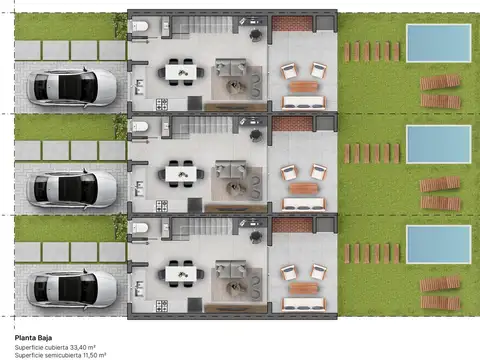 Casa 3 ambientes con 1 baño