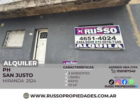 Alquiler de PH de 3 Ambientes en San Justo