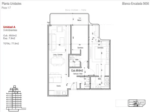 Departamento en Venta de 3 ambientes