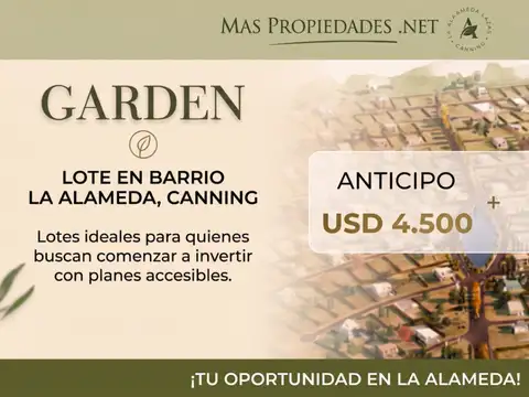 Venta Terreno / Lote en La alameda Canning Anticipo y 60 cuotas