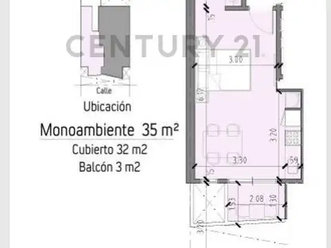 Departamento Monoambiente con 1 baño