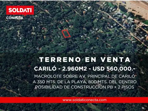 Macrolote en Av principal de Cariló - A 350 mts. de la playa