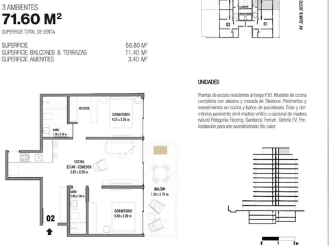 Depto Palermo, 2 AMB, COCINA, LAVADERO, TOILETTE  10/2025