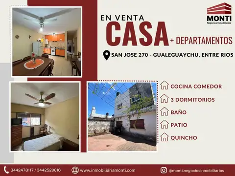 CASA + 2 DEPARTAMENTOS EN VENTA - Gualeguaychu, Entre Rios