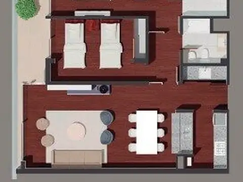Departamento 3 ambientes con 2 baños