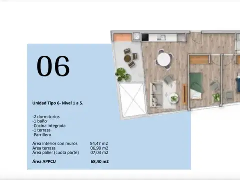 Departamento en Venta de 2 dormitorios