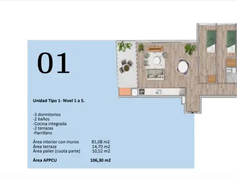 Departamento en Venta de 2 dormitorios