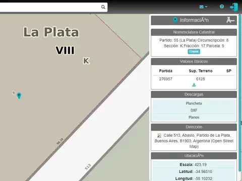 Terreno en venta, calle 216 y 513 LOTE DE 60 X 98, Abasto. La Plata