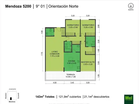 Mendoza 5200, Piso 9