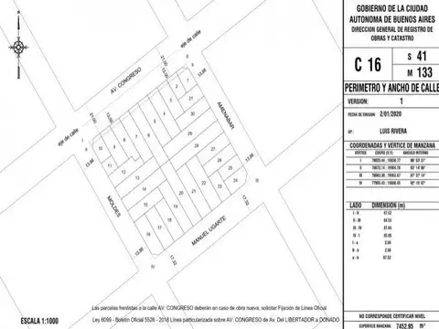 Terreno en Venta en Belgrano, USD 475.000