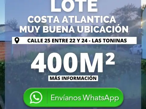 Terreno Venta  Las Toninas - Costa  Atlantica