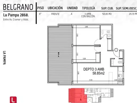 La Pampa 2800, Piso 8