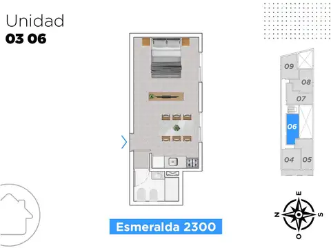 Departamento Monoambiente con 1 baño