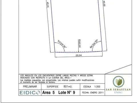 SAN SEBASTIAN AREA 5 LOTE 9