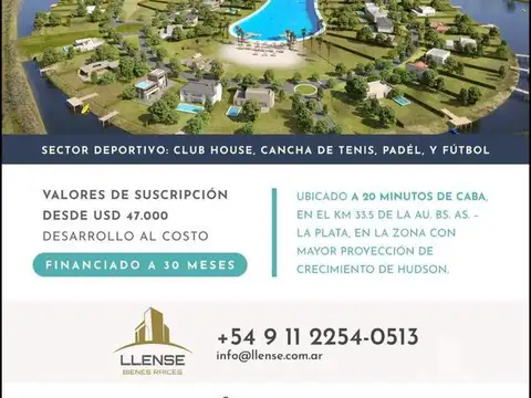 Lote 925m2 a la laguna en etapa 3 en venta - FINANCIACIÓN - Hudson Lagoon
