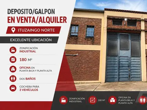 GALPÓN | 4 AMBIENTES | DOBLE INGRESO ALTURA | ZONA INDUSTRIAL | COCHERA | ITUZAINGÓ NORTE