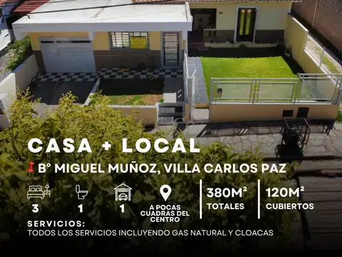 Venta Casa 2 Dormitorio Y Local En Barrio Miguel Muñoz, Villa Carlos Paz