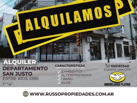 Alquiler departamento 2 ambientes San Justo