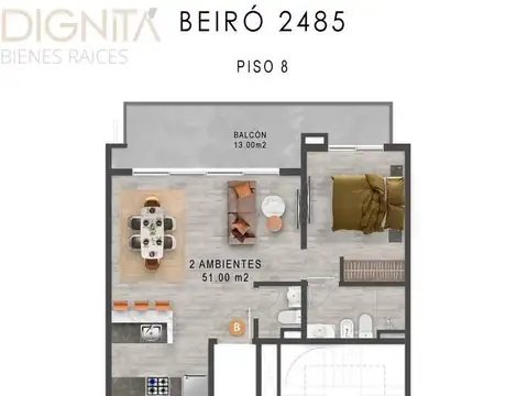 Departamento en Venta de 2 ambientes