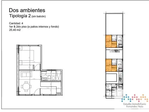Departamento 2 ambientes con 1 baño