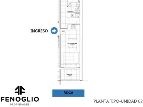 Departamento 2 ambientes con 1 baño