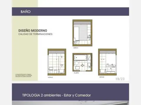 Departamento 2 ambientes con 1 baño